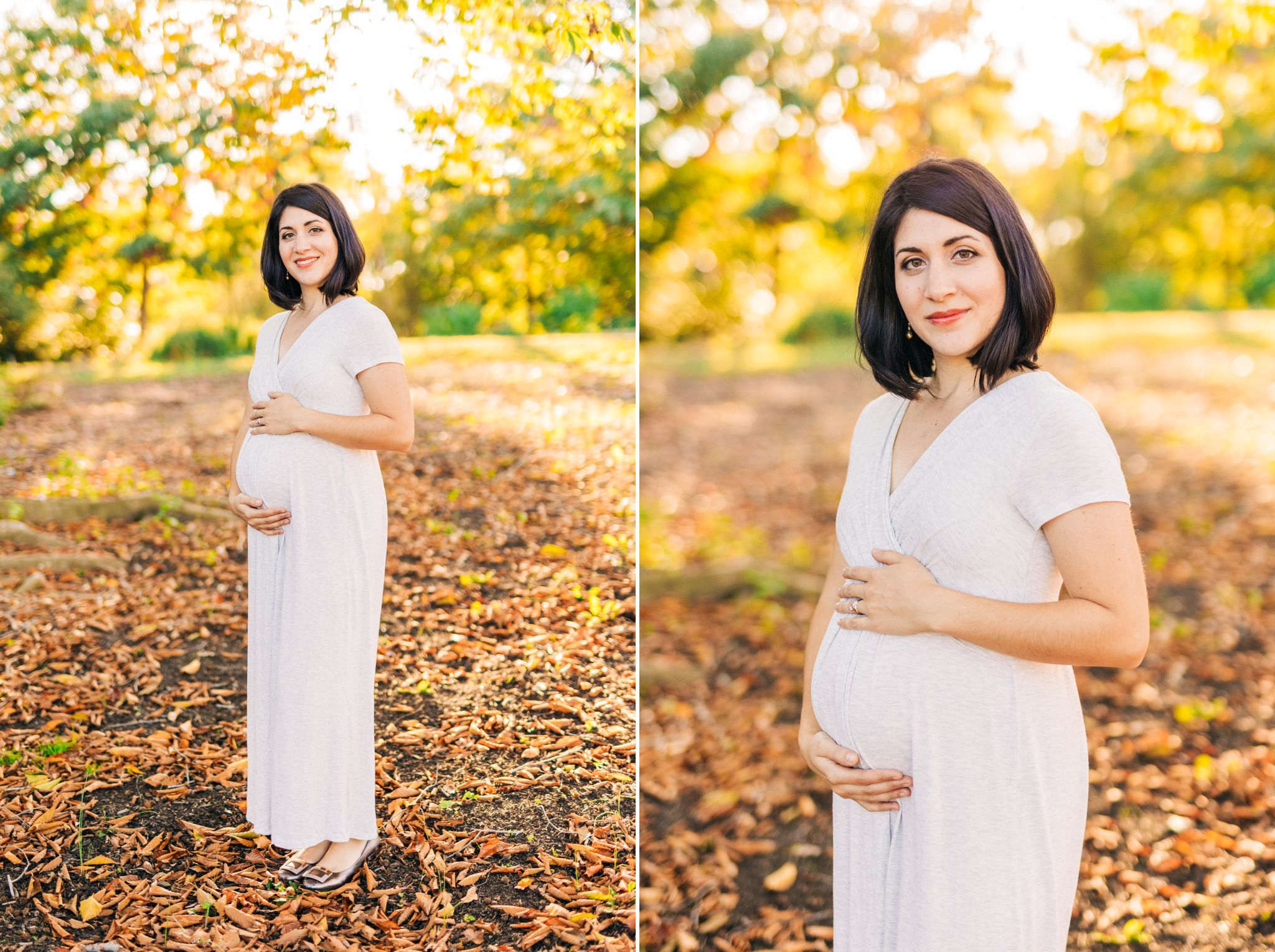 pregnant woman posing for a maternity session in Green Spring Gardens in Alexandria, VA