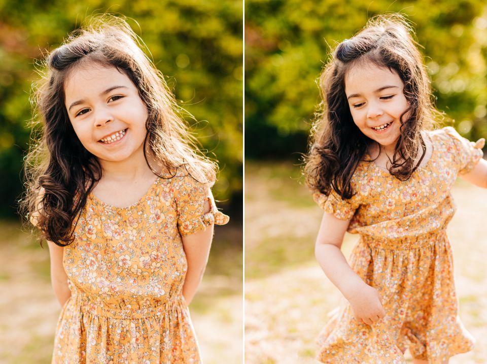 young girl in a yellow dress at Brookside Gardens in Wheaton, MD