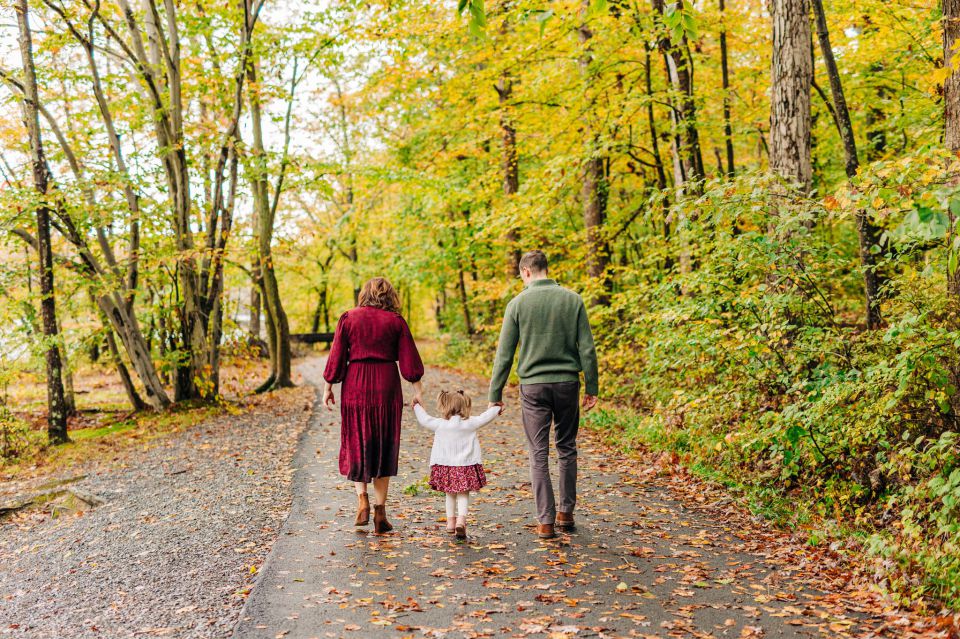 Family walking together at Burke Lake in Springfield, VA