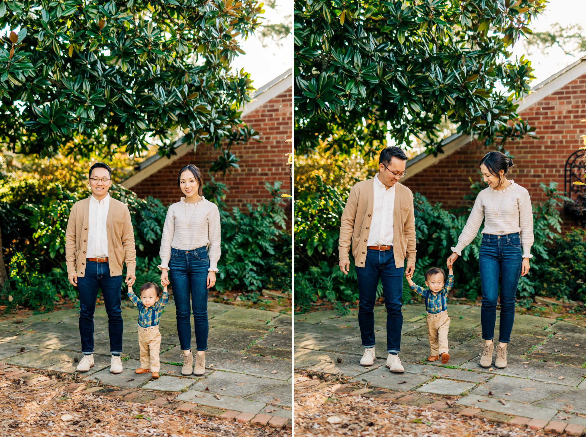 Korean family posing in River Farm in Alexandria, VA