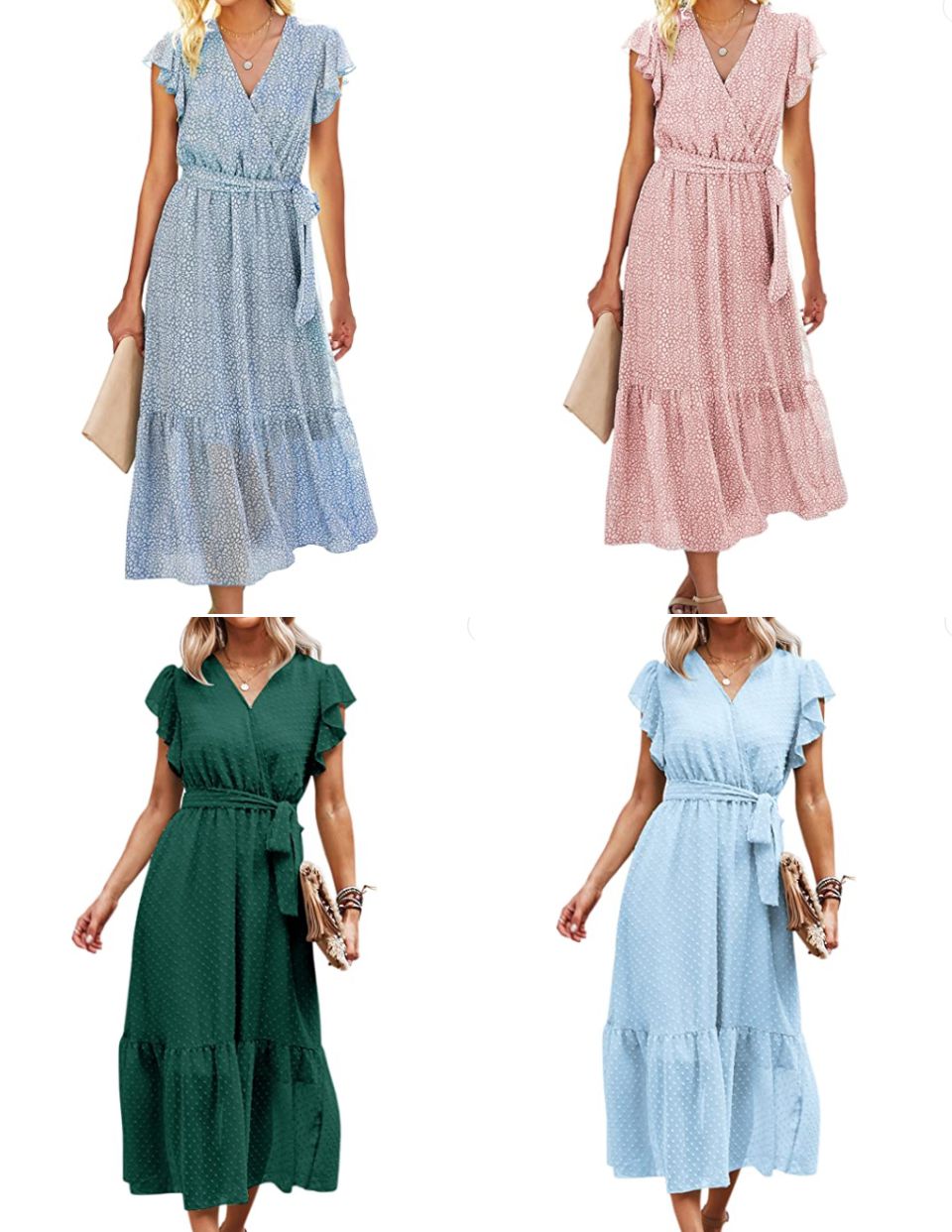 Collage of long Amazon dresses